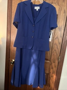 Dani & Nicole Two Piece Dress With Jacket NWT Size 10 Royal Blue Business Dress - Picture 1 of 13