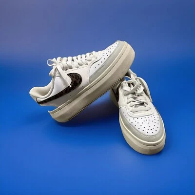 Tamanho 8.5 - Nike Court Vision Alta Branco com Xadrez Leopardo Limpo e Fofo Alto 📈 - Imagem 1 de 4