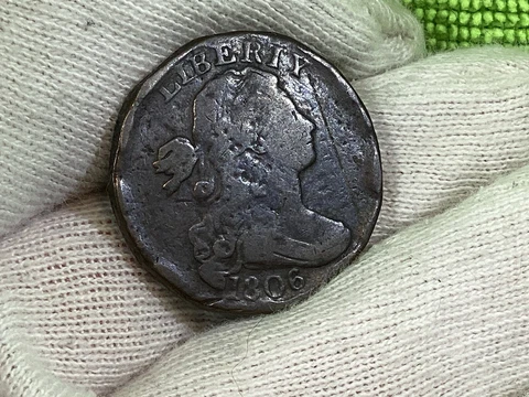 1806 DRAPED BUST LARGE CENT DAMAGED RIM WORN BUT SOME DETAIL PROFILE 👍REVERSE Cover