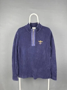Aeronautica Militare Mens Sweatshirt Size L Blue Cotton Long Sleeve Quarter Zip - Picture 1 of 9