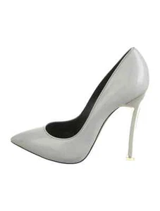 CASADEI White Leather Pumps PVC Heels Size 10.5 | IT 40.5 Very Good & Box & Bag - Picture 1 of 5