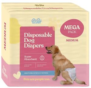 Super Absorbent Female Dog Diapers - 24-Pack Comfortable Disposable Doggie...