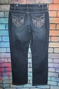 NINE WEST ANNETTE WOMEN'S EMBELLISHED BACK POCKET BOOT CUT JEANS - SIZE 10 / 29 - Picture 1 of 5