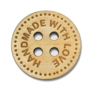 Personalised Wood Buttons Wooden Made by Hand Products Knit 20mm Medium -048 - Picture 1 of 2
