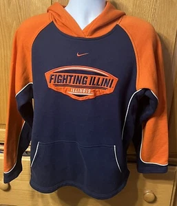 Nike Illinois Fighting Illini Hoodie Sweatshirt Youth L Blue Embroidered NCAA - Picture 1 of 4