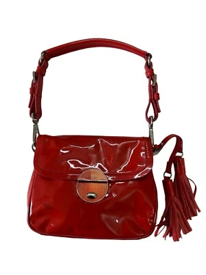Auténtico Bolso de Mano Prada Rojo/Púrpura Charol con Borla Hecho en Italia Foto 1 de 4
