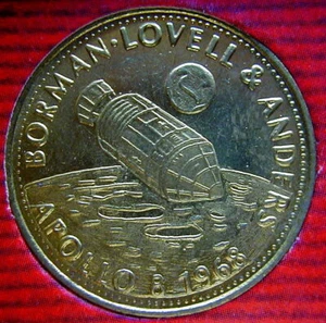 Italia 1990 rara medalla de oro Shell historia y pioneros del vuelo Borman Apollo 8 - Imagen 1 de 2