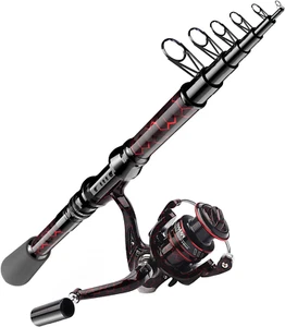 Fishing Rod and Reel Combos, Unique Design with X-Warping Painting, Carbon Fiber - Picture 1 of 12