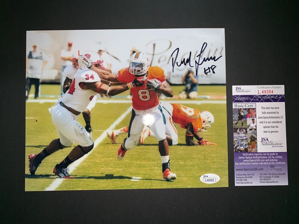 DUKE JOHNSON  MIAMI HURRICANES SIGNED 8X10 PHOTO W/JSA COA L49354 - Image 1 of 1