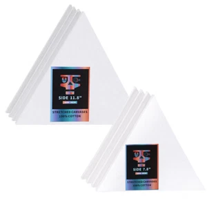 OPHIR tela arte pittura allungata, 100% cotone bianco bianco bianco, confezione da 4 triangoli - Foto 1 di 9