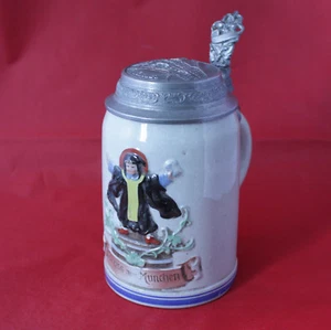"Saludos de Múnich"" jarra de cerveza con Kindl de Múnich en relieve, tapa de estaño, relieve - Imagen 1 de 8