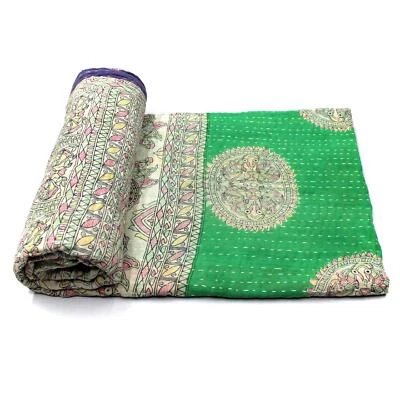 Vintage Quilt Indian Organic Cotton Bedspread Decorative Bedding Throw - Image 1 of 4