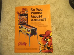 original 1990 ad 11- 8.5'' mousin around bally   pinball ARCADE GAME FLYER - Picture 1 of 1