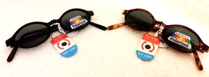 2 pair Vintage Small Oval Black / Tortoise Polarized Sunglasses plus Free Cases - Picture 1 of 4