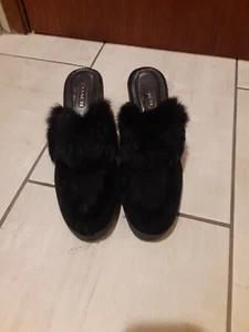 Zapatos Zueco Coach Kaela Para Mujer Negro Gamuza Piel Talla 7.5B Hechos en Italia  - Imagen 1 de 8