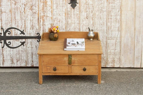 19th Century British Colonial Teak Low Desk Cover