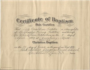 vintage ephemera baptism certificate Amesbury Massachusetts 1931 - Picture 1 of 3