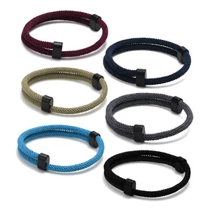Nautical Braided Rope Cord Set - 6 Pcs Adjustable Navy Marine String Bracelet - Picture 1 of 12