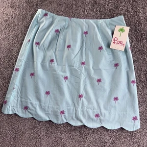 Neu Lilly Pulitzer Jakobsmuschelrock gefüttert Damengröße 4 blau lila Palmen Baumwolle - Bild 1 von 13