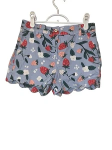 Crown & Ivy Girls Blue Strawberry Print Scalloped Hem Shorts Sz 12 - Picture 1 of 3