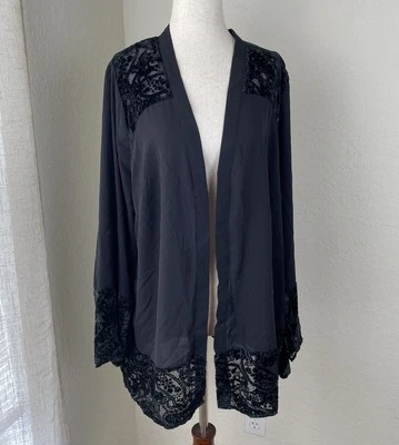 Coral Bay 1x Kimono Terciopelo Burnout Negro Cachicho Hada Grunge Boho Hippie Foto 1 de 4