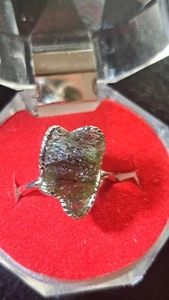 Natural Raw Moldavite Adjustable ring encased in 925 Silver. Transformation (9) - Picture 1 of 7