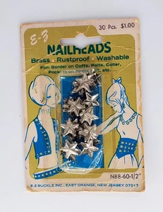 Vintage Nailheads Craft Supplies Lot 1960's Design Brass Stars & Snap Fasteners - Picture 1 of 12