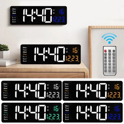 Digitaluhr Große LED Anzeige Alarm Wecker Uhr mit Temperatur Datum Fernbedienun - Bild 1 von 4