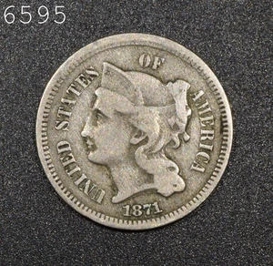 1871 Nickel Three-Cent Piece *Free S/H After 1st Item* - Picture 1 of 2