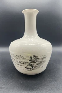 Vintage Korean Porcelain Vase by Hangnam sa Hand Painted Landscape 7” Tall - Picture 1 of 11