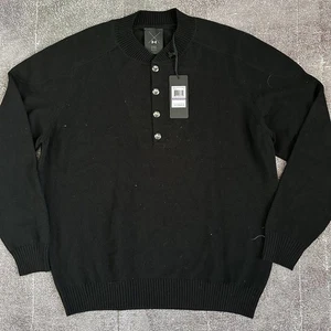 NWT Men's Under Armour Premium Italy Cashmere Silk Black Henley Sweater Sz 2XL - Picture 1 of 4