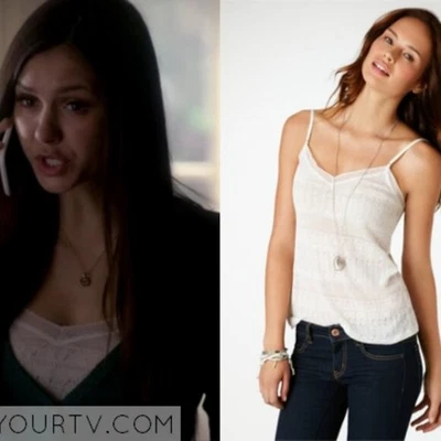 Camiseta sin mangas de encaje beige con correas de espagueti talla L alternativa para Elena Gilbert nueva con etiquetas Foto 1 de 4