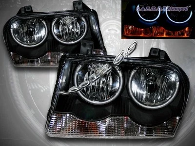 05-09 Chrysler 300 Faros Negro Doble Halo CCFL Par Tipo Halógeno Foto 1 de 2