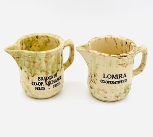 COOP CO-OPERATIVE Stoneware Pitchers Bradgate Co-Op Exchange & Lomira Co-Op - Picture 1 of 3