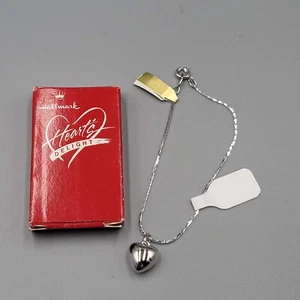 Vtg Valentine Hallmark Hearts Delight Silvertone Chain Bracelet Heart Org Box - Bild 1 von 6
