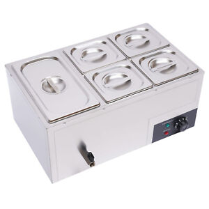 Commercial Food Warmer 5 Pans Catering Restaurant Buffet Bain Marie Steam Table