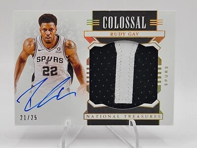 2019-20 Panini National Treasures /25 Colossal Prime Game Patch Auto Rudy Gay - Image 1 of 2