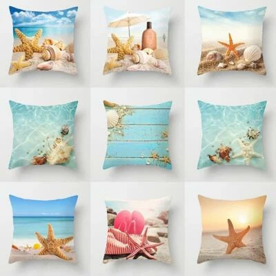 Sea Beach Star Fish Seashell Throw Pillow Case Cushion Cover Sofa Bed Car Decor - Image 1 of 4
