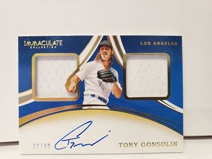 2020 Panini Immaculate Collection Tony Gonsolin Dual Patch Auto 34/49 LA Dodgers