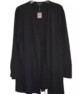 J. JILL Wearever Collection schwarze gesmokte Stretch-Strickjacke vorne offen Größe 2X neu mit Etikett - Bild 1 von 5