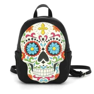 Sugar Skull Head Mini Backpack By Comeco - Picture 1 of 3