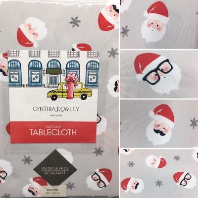 Cynthia Rowley Christmas Retro Cool Santa 70R Tablecloth Glasses Kid Snowflakes - Image 1 of 4