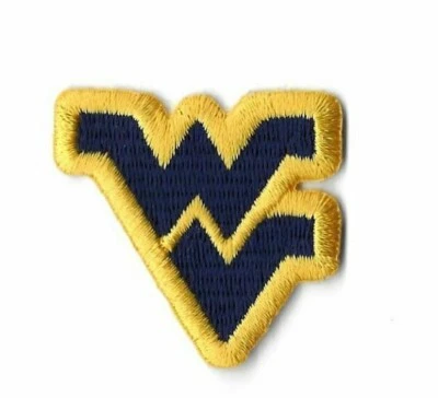 Camiseta deportiva Nike West Virginia bordada con parche de hierro azul marino/amarillo logotipo WVU! Foto 1 de 2