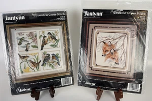 Lot of 2 Janlynn Counted Cross Stitch Kit Four Birds #125-46 + Foxes #80-142 NEW - Picture 1 of 4
