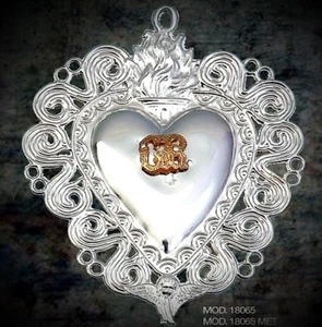 EX VOTO CORAZÓN VOTIVO GRACIA RECIBIDA PLATA CM 13,5×10,5 PRODUCCIÓN ITALIANA - Imagen 1 de 1