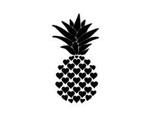 Hearts Pineapple Vinyl Decal Sticker -Multiple Colors & Sizes- FREE SHIPPING - Picture 1 of 6