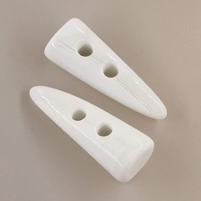 Resin Toggle Buttons Horn Tooth Shape Two Holes 10pcs White Color  - Image 1 of 2