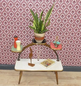 große Blumenbank 50er Jahre Etagere fifties Blumenhocker bunt Dekor Original 60s - Bild 1 von 10