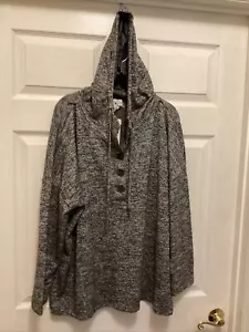 Suéter con capucha gris y cable para mujer 1X nuevo con etiquetas - Imagen 1 de 7