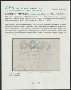 ANTICHI STATI LOMBARDO VENETO LETTERA PADOVA PER MILANO CERTIFICATA RIF 370 - Foto 1 di 4